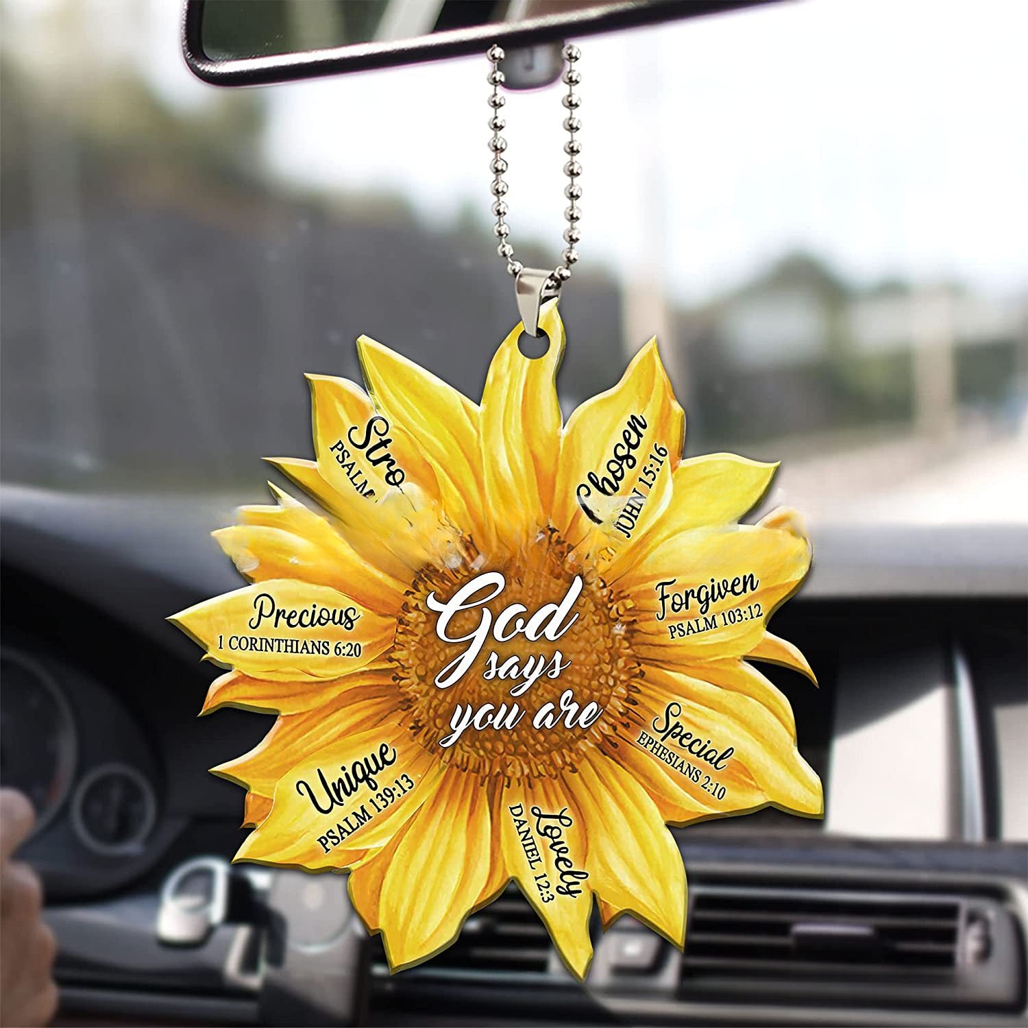 Decoración del espejo retrovisor acrílico acrílico de girasol.